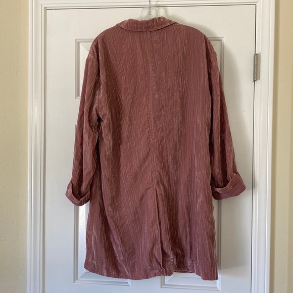 Free People Daria Crinkled Velvet Blazer Jacket, dusty pink, size S - Picture 4 of 16